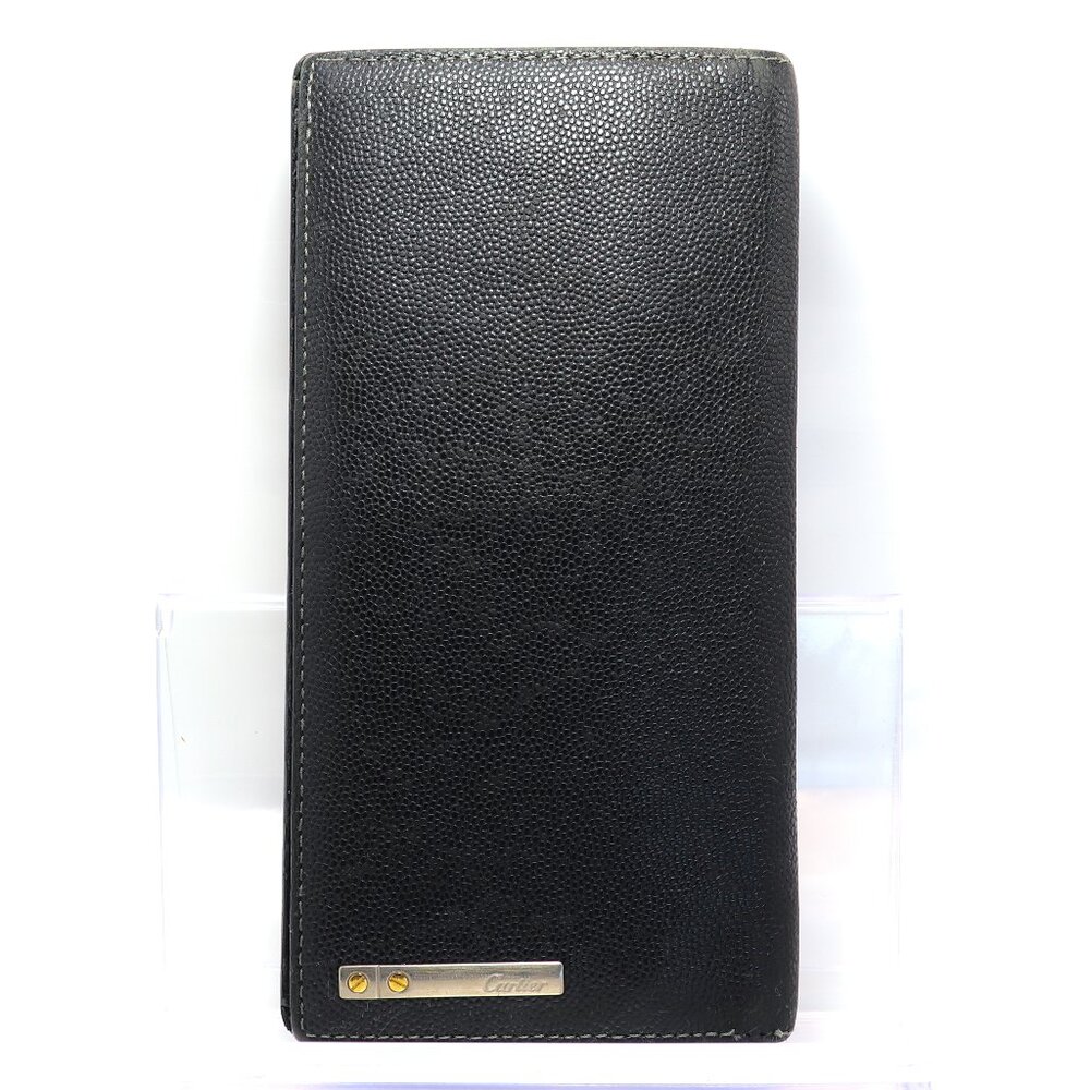 Vintage Cartier Must de Cartier Black Caviar Leather Long Bifold Wallet